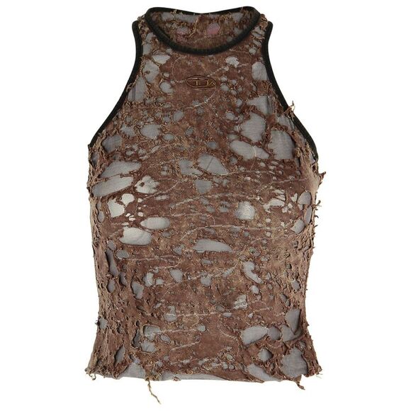 Diesel Brown Cotton Blend Tank Top Women
